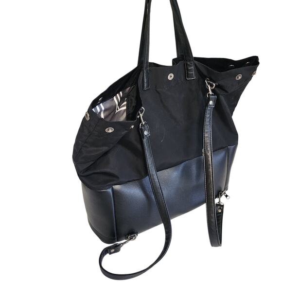 Vimmia Active Convertible Backpack Tote Bag Black Travel Zip Bottom Faux Leather - Picture 10 of 16